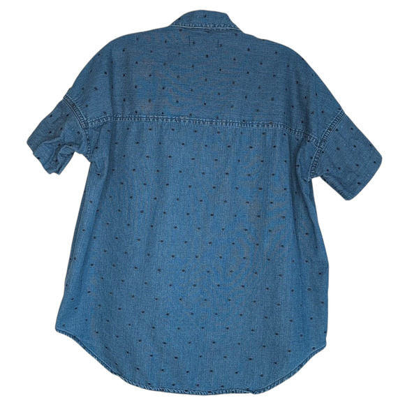 Madewell Denim Courier Button Front Shirt in Metallic Dots, Women's XS - Picture 3 of 10
